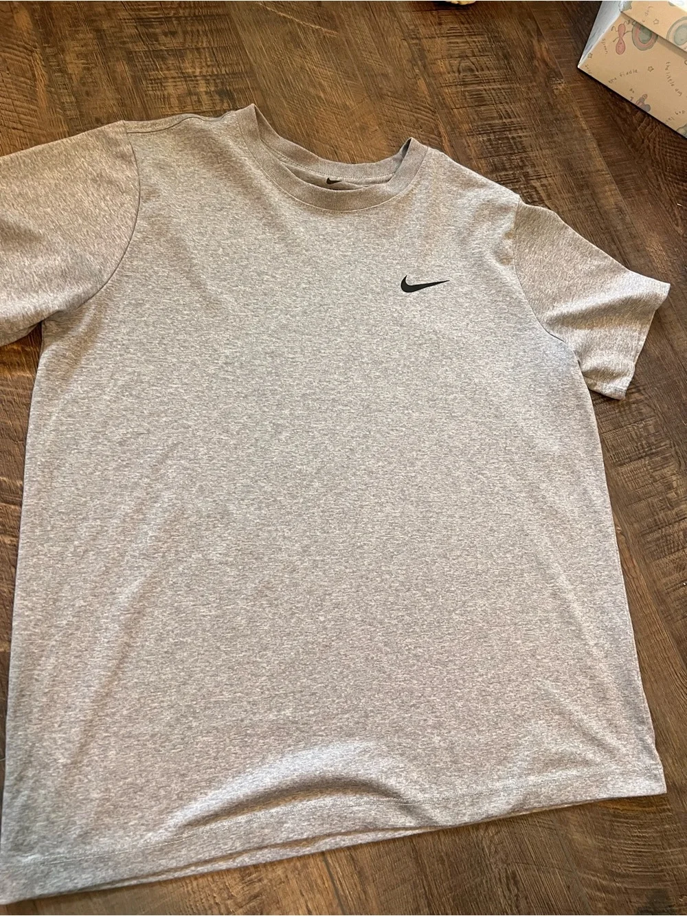 Nike Light Gray Heather Short-Sleeve Tee with Black Swoosh